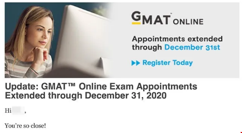 好消息！GMAT線上考試時(shí)間延長到12月31日！
