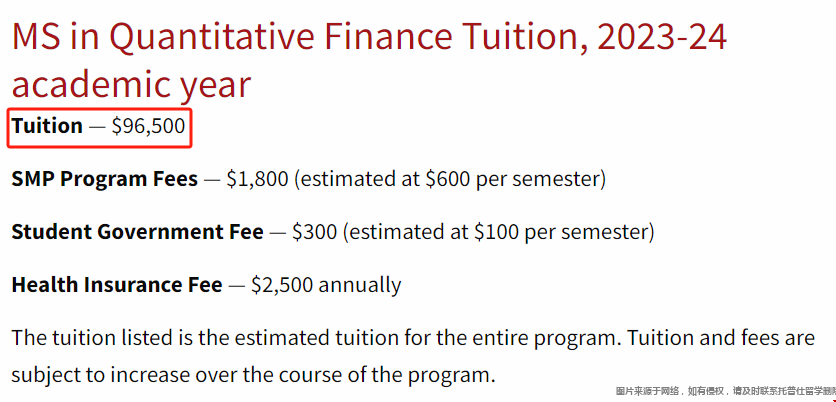 WUSTL大學定量金融碩士學費